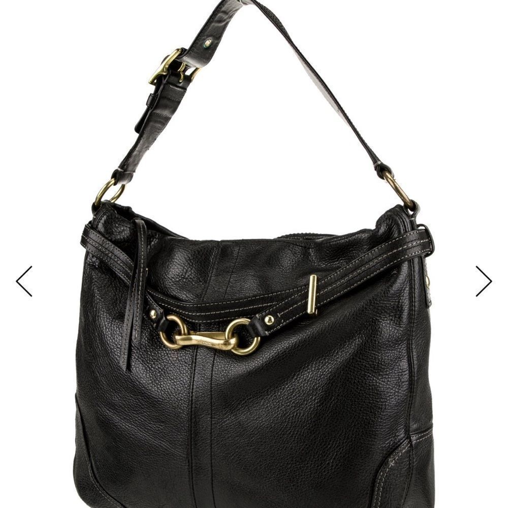 Coach Black Leather Hobo Bag with Gold Hardware - Picture 4 of 9